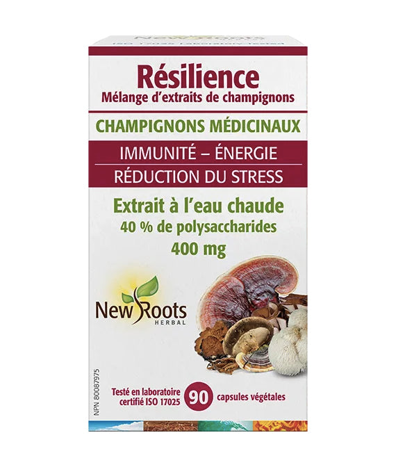 Résilience - Champignons Médicinaux - Immunité, Énergie, Réduction du stress - New Roots - 90 capsules
